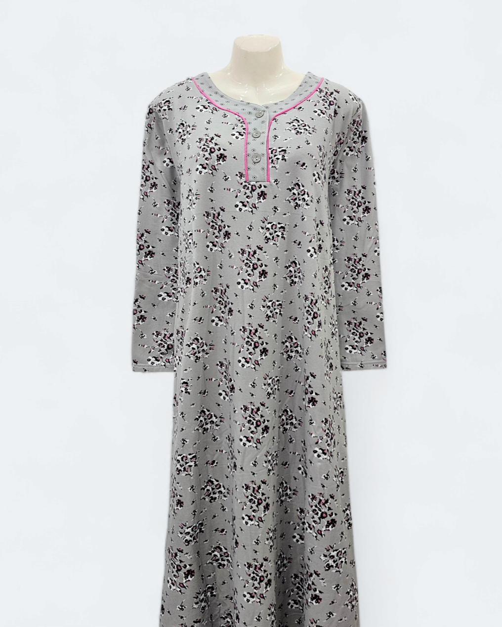 Ladies Long Sleeve Cotton V neck Maxi