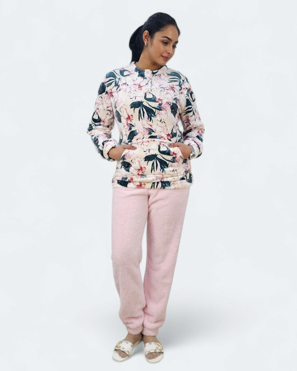 Ladies Coral Fleece Pajama Set