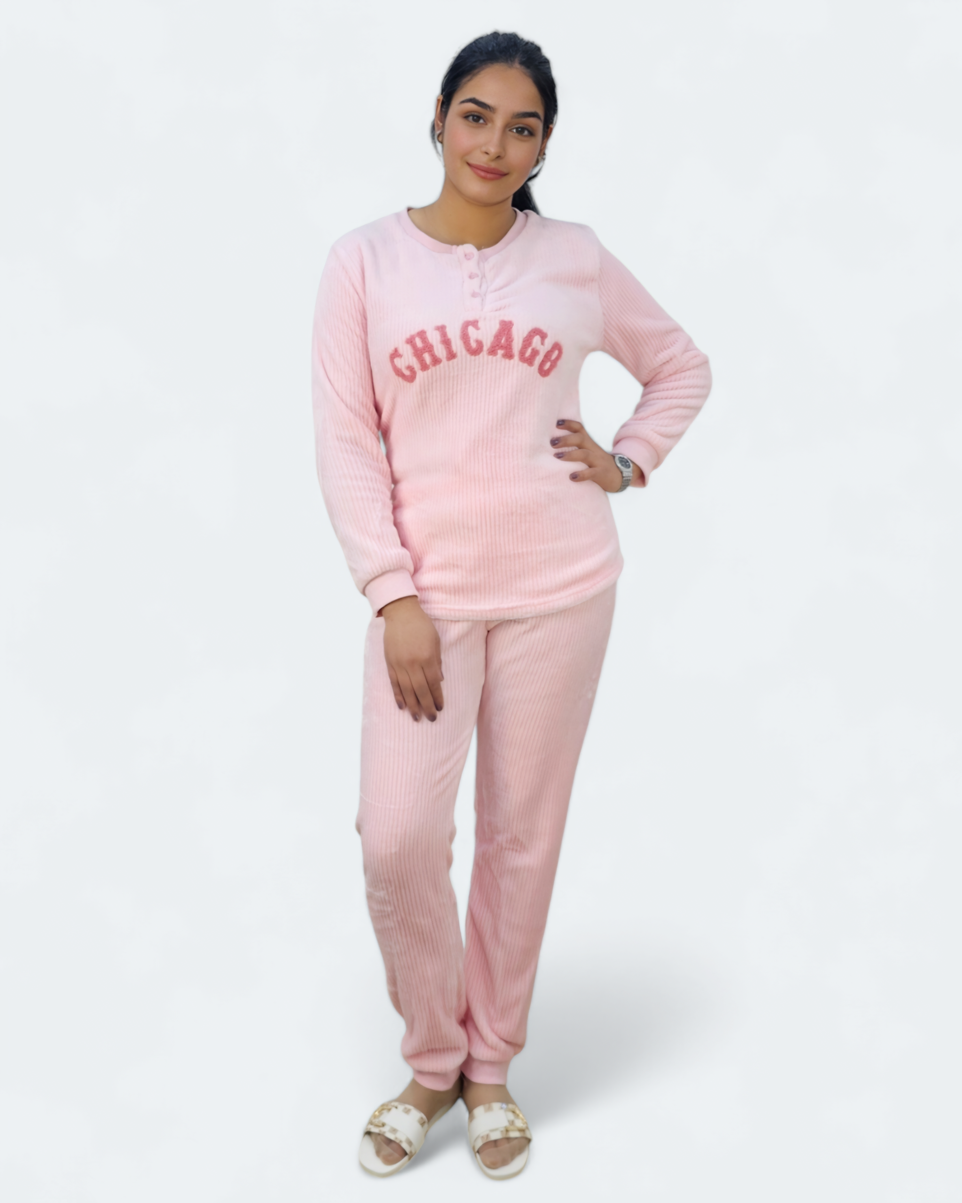 Ladies Fleece Chicago Pajama Set