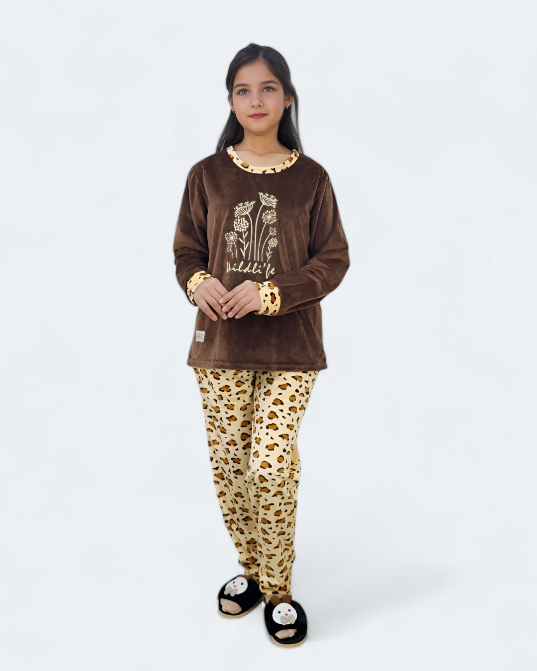 Girls Wildlife Velour Pajama Set