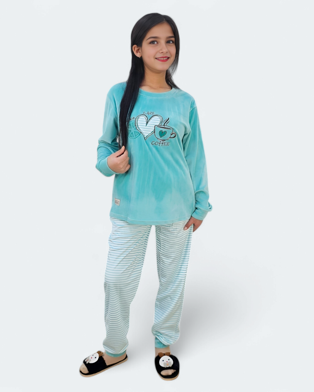 Girls Velour Coffee Cup Pajama Set