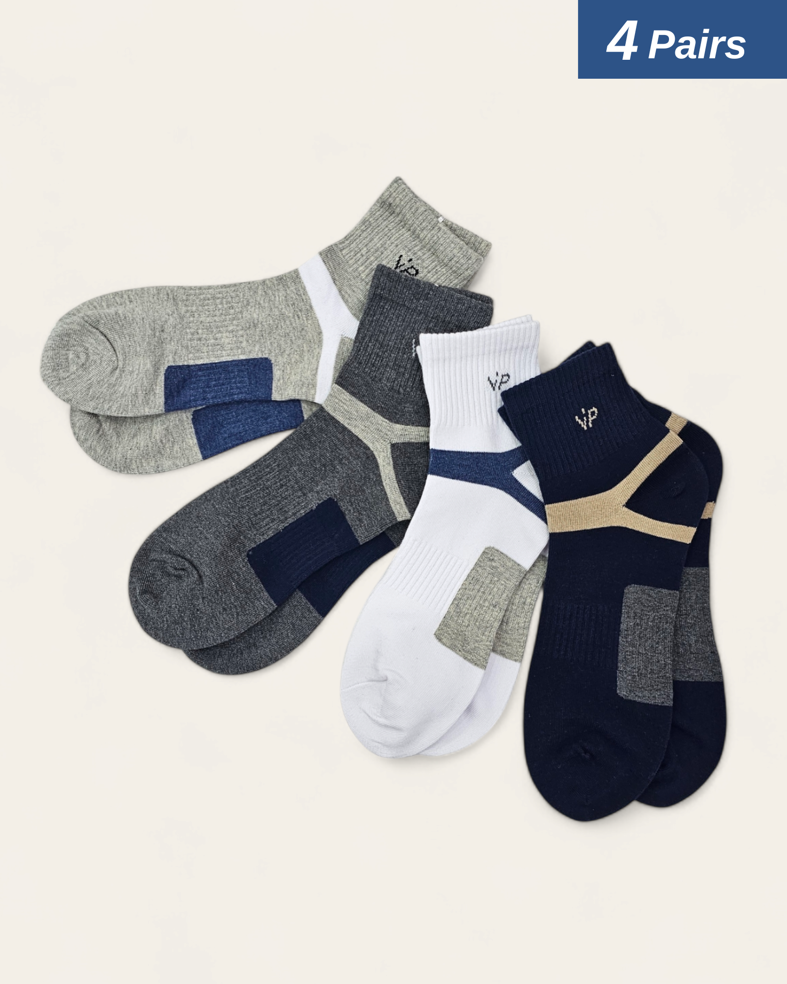 Mens Colorblock Cotton Ankle Socks Set